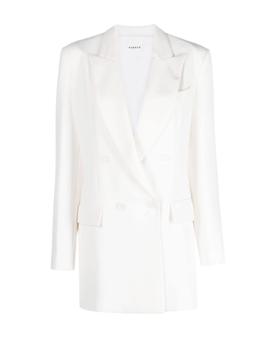Shop P.a.r.o.s.h Double-breasted Peak-lapels Blazer In White