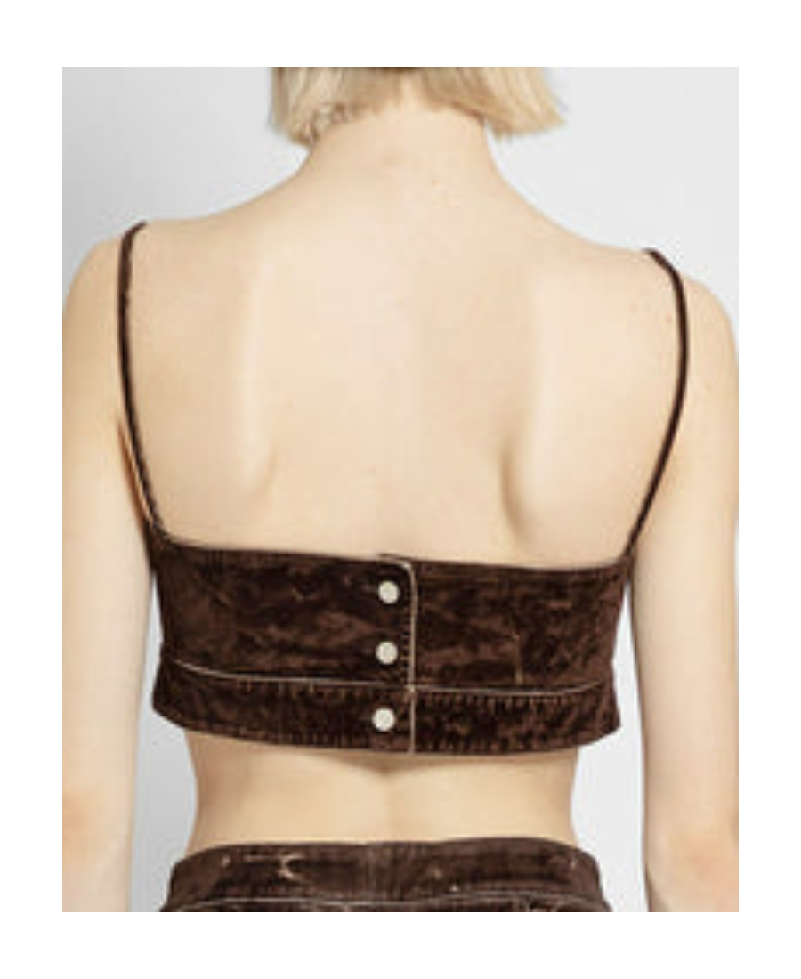 Loewe Velvet Denim Strappy Top In Brown