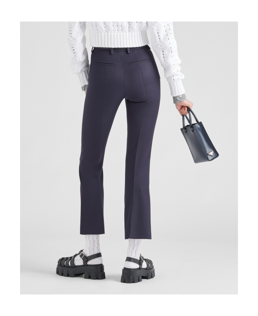 Prada Gabardine Flared Ankle Trousers In Black