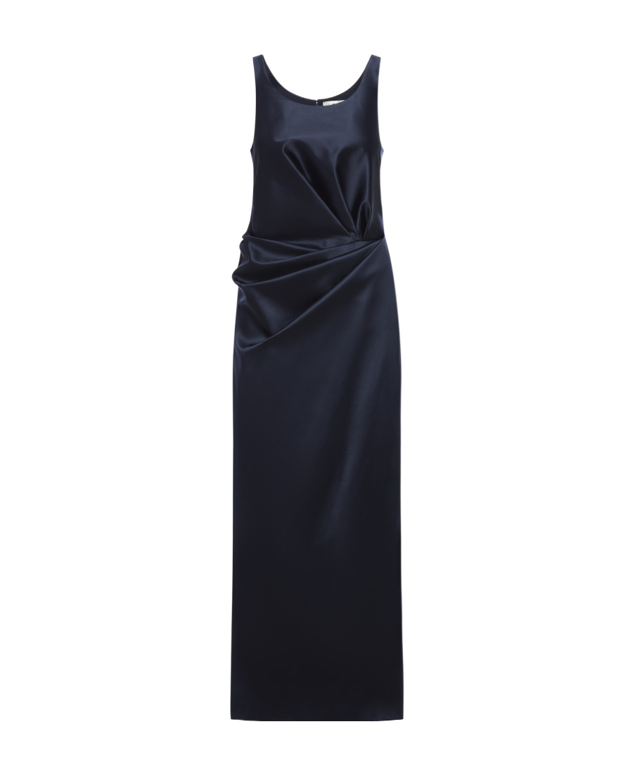 Fendi Gathered Silk Dress In Blue