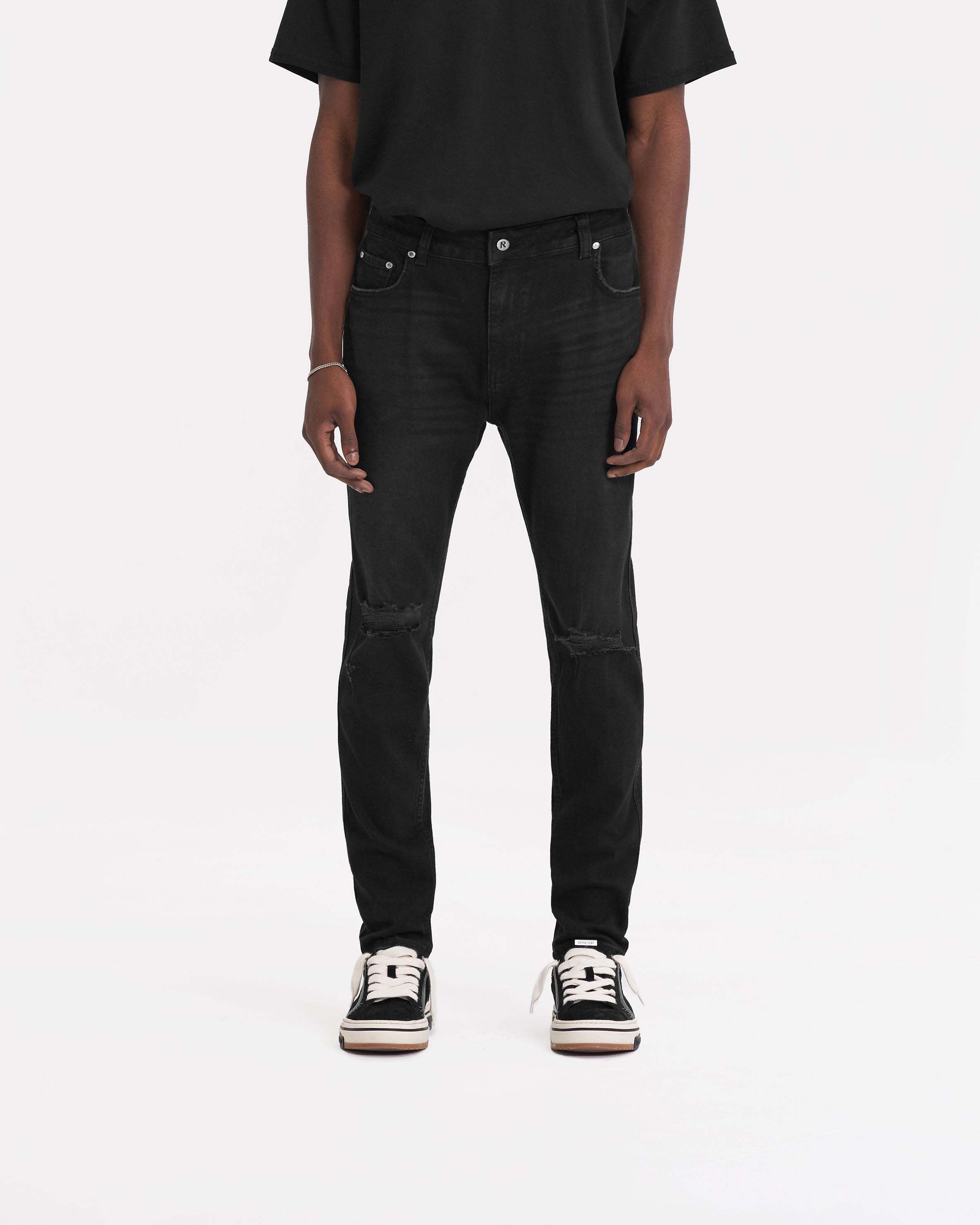 Represent R1 Destroyer Denim Slim-cut Jeans In Black