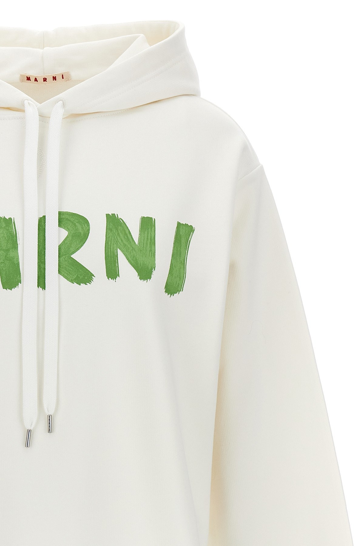Marni Logo-print Cotton Hoodie In White