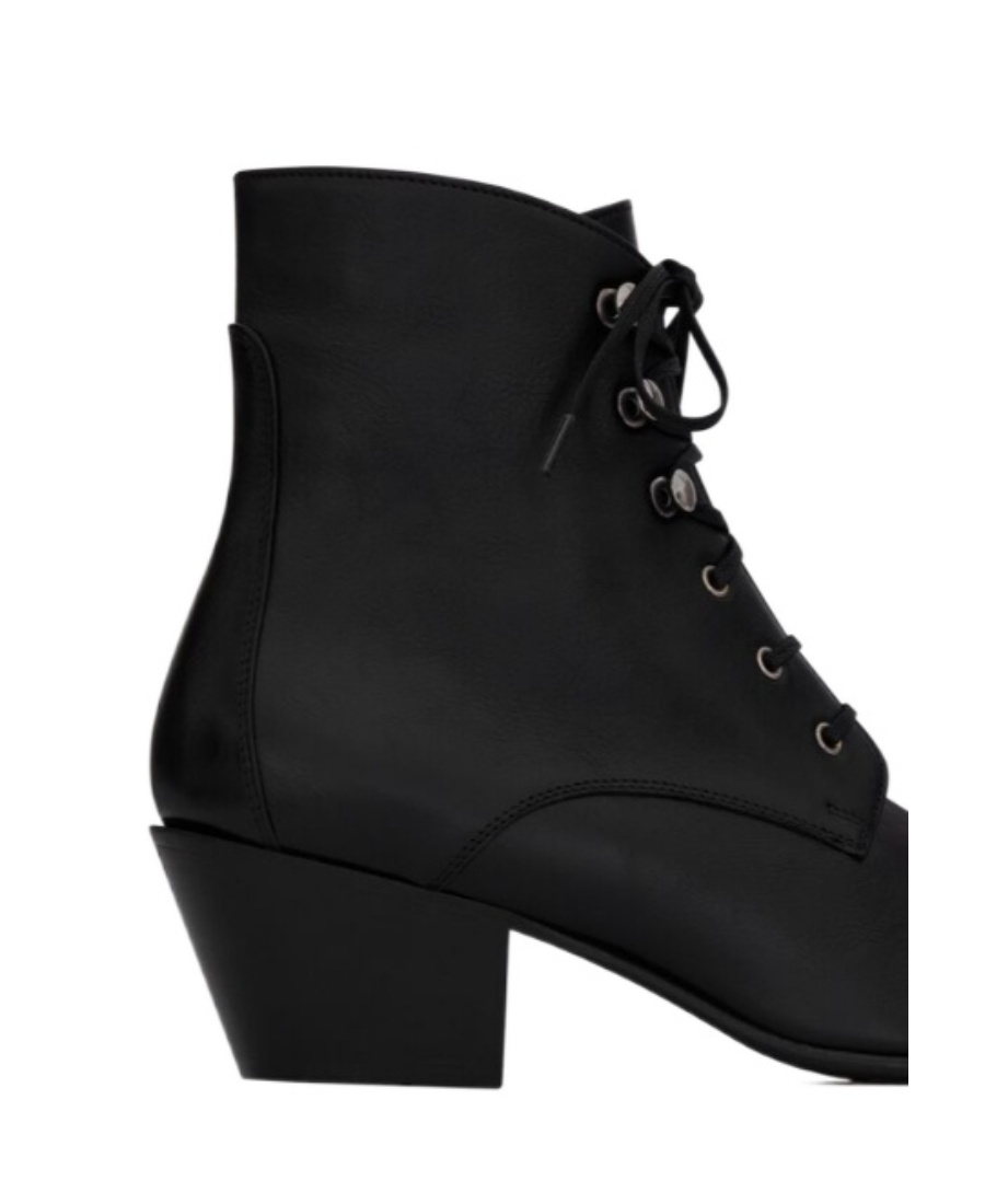 Saint Laurent Lace-up Leather Boots In Black