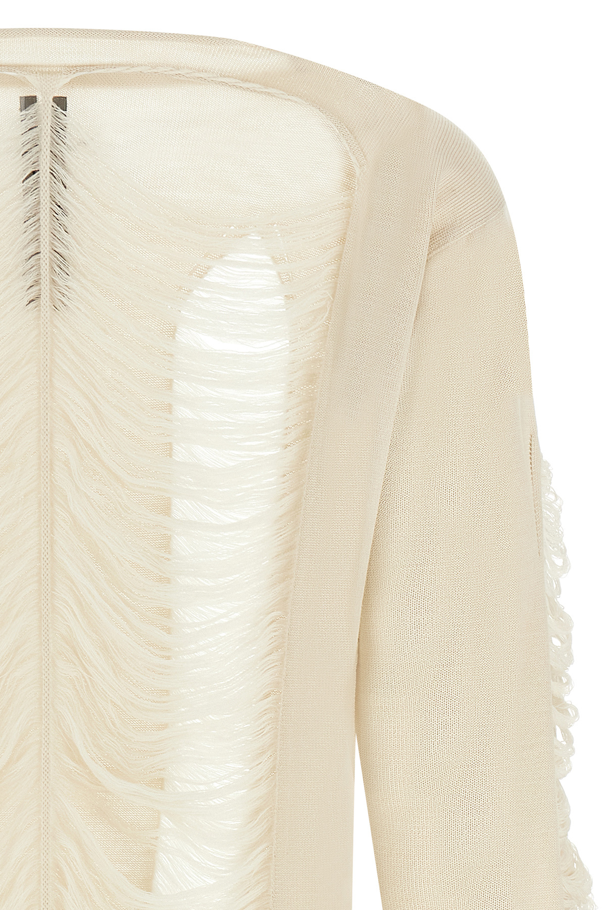 Rick Owens Torn Ivory Sweater In Wool In Nude