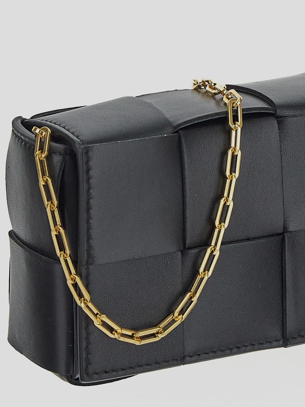 Bottega Veneta Mini Intrecciato Chain Bag In Black