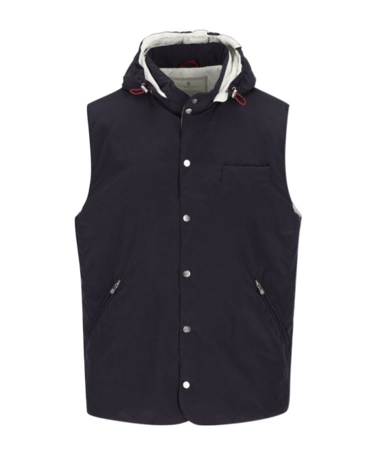 Brunello Cucinelli Men Water-repellent Vest In Blue