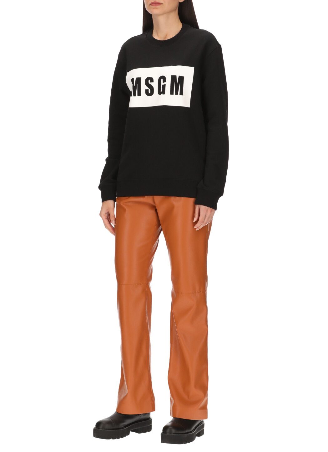 Msgm Logo-print Long-sleeve Sweatshirt In Black