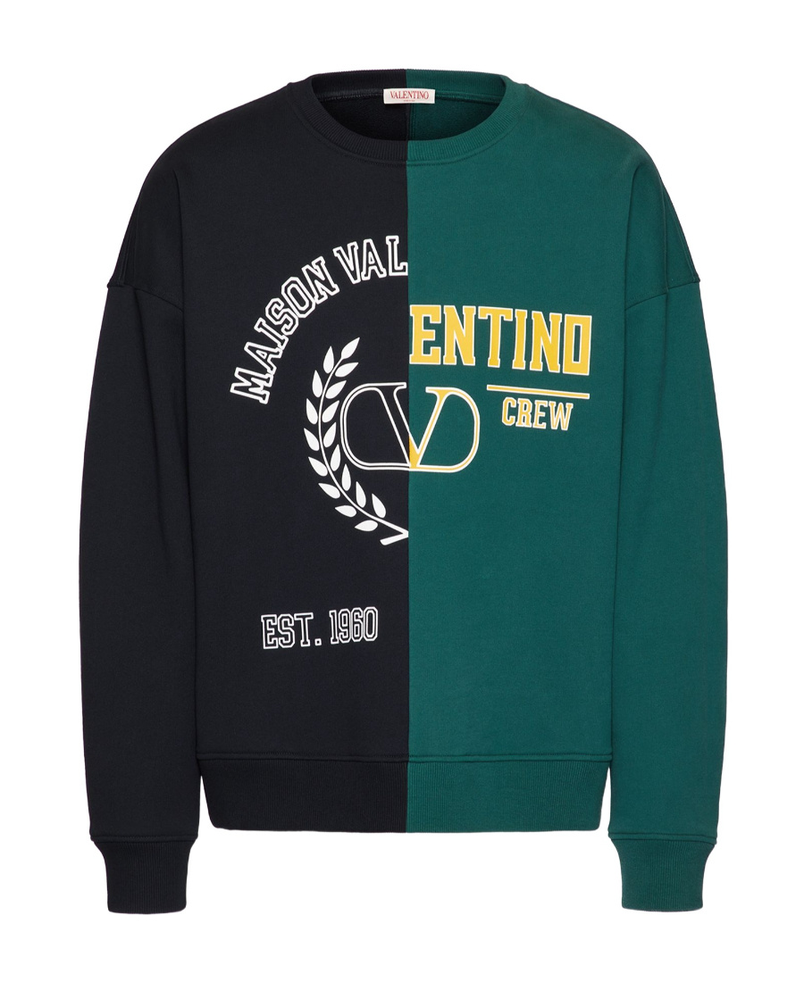Valentino Colorblock Logo Print Sweatshirt In Black