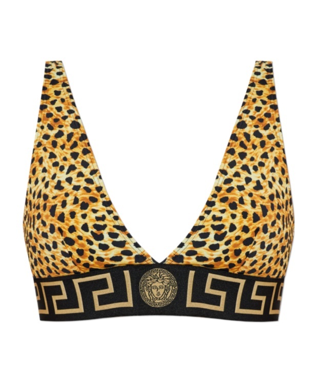 Versace Graphic Bikini Top In Yellow