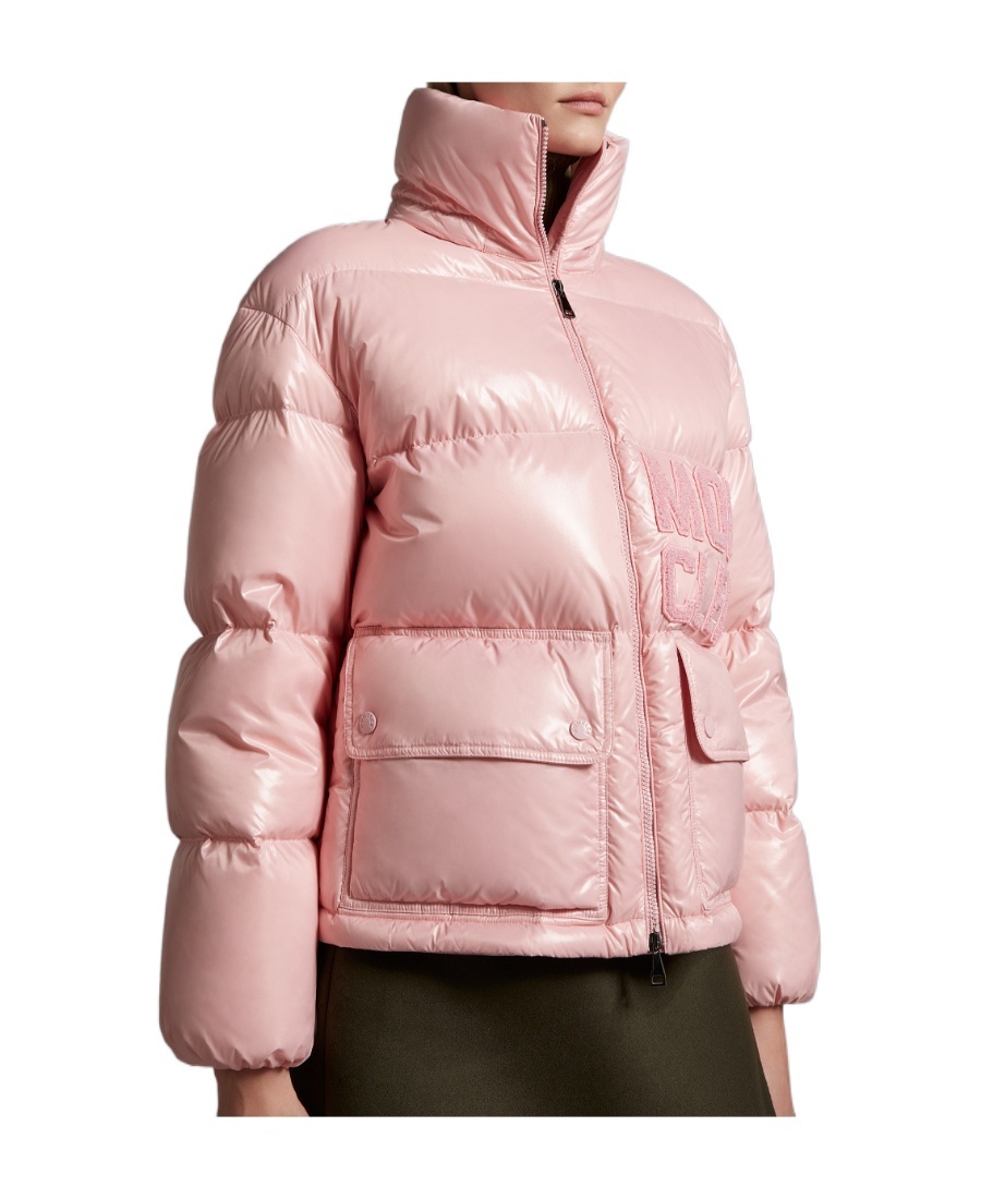 Moncler Abbaye Short Down Jacket In Pink