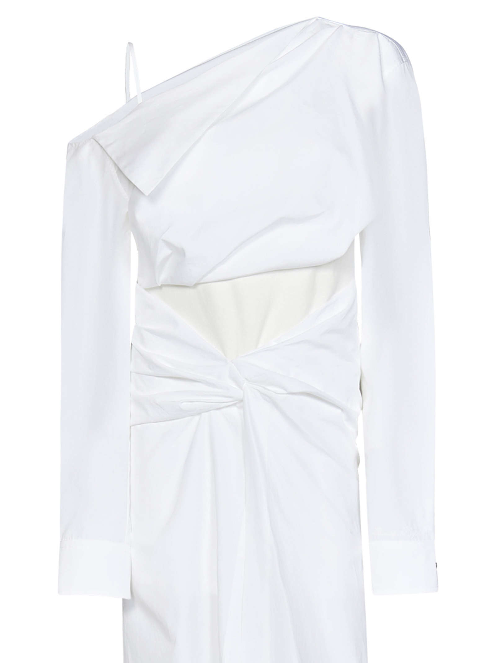 Off-white One-shoulder Asymmetric Dress In White