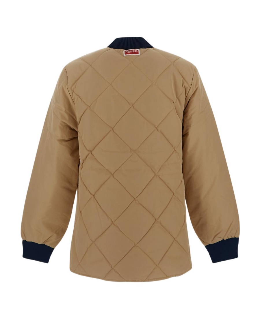 Kenzo Logo Down Jacket In Brown