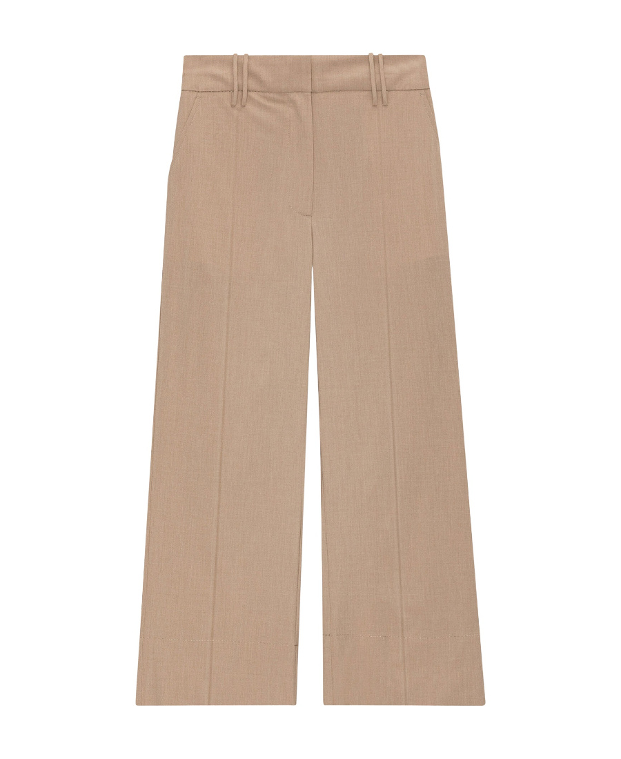 Ganni Cropped Wide-leg Trouser In Nude