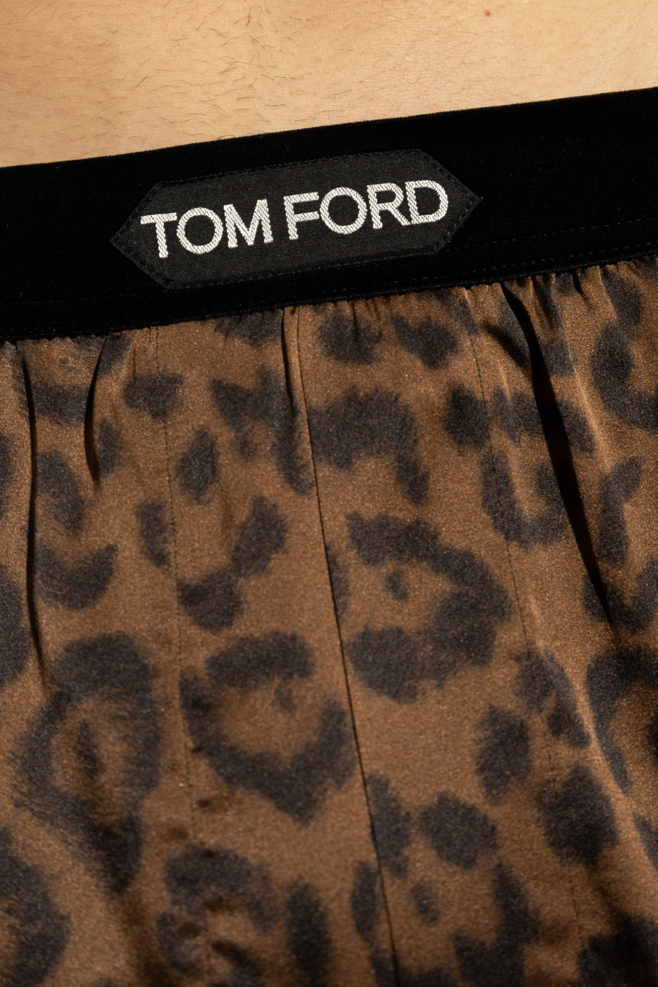 Tom Ford Leopard-print Stretch-silk Boxers In Black