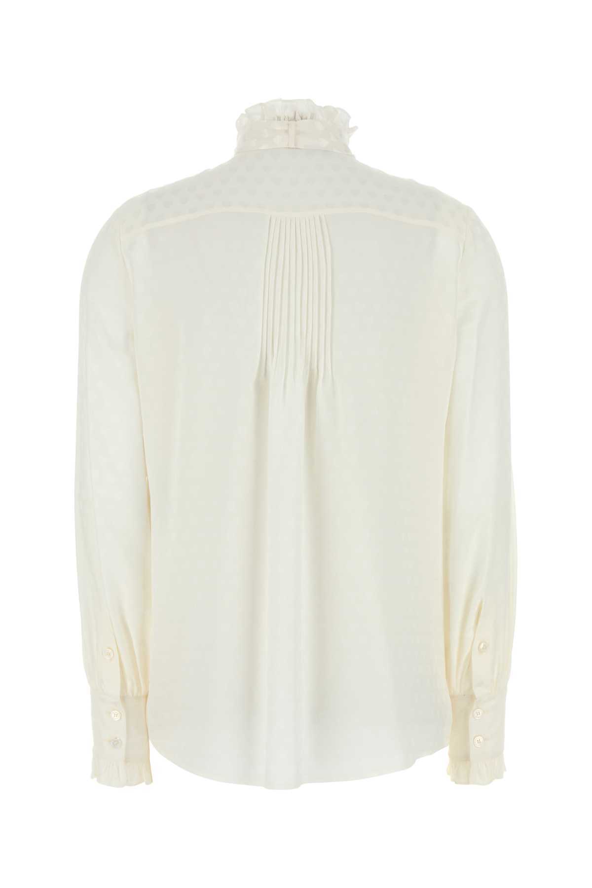 Valentino Silk Shirt With Bow Tie Neck In Neutral