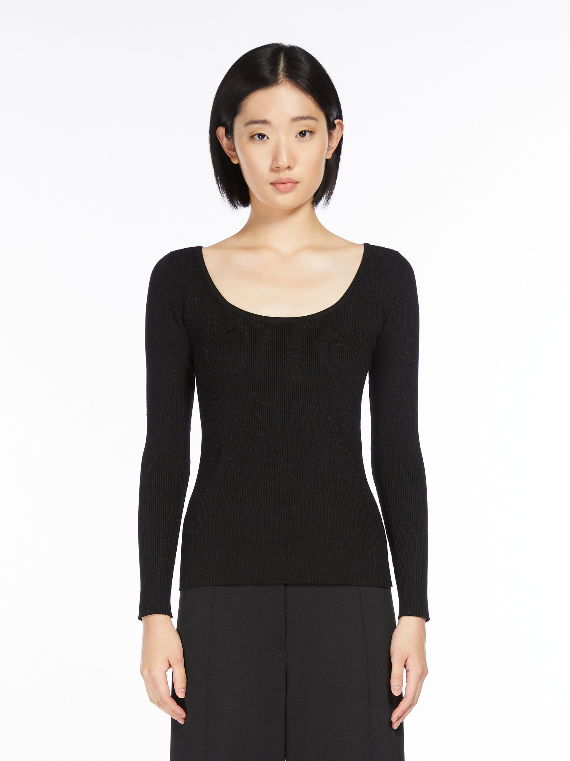 Max Mara Long-sleeved Sweater In Black