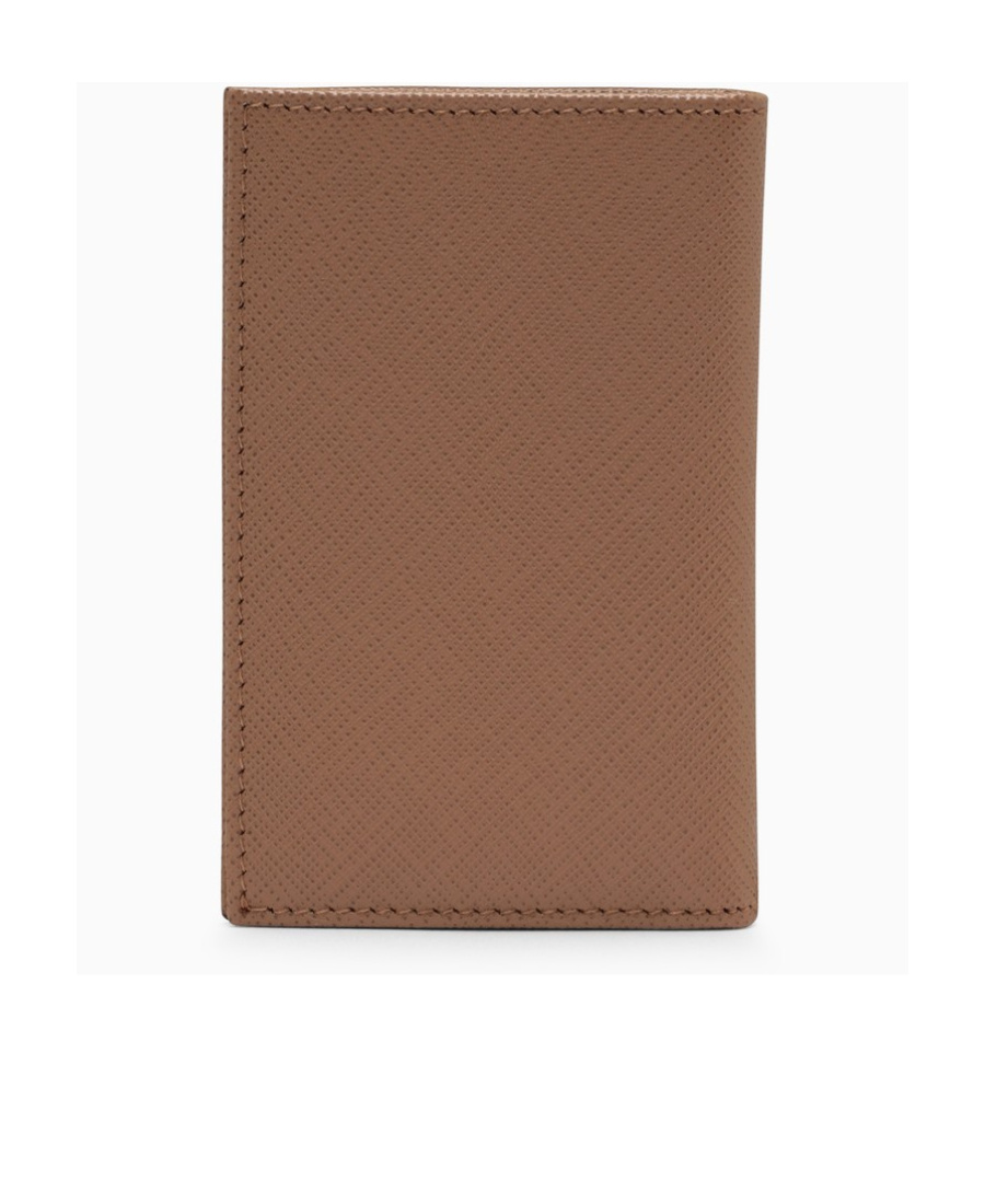 Prada Logo-plaque Saffiano Leather Wallet In Brown