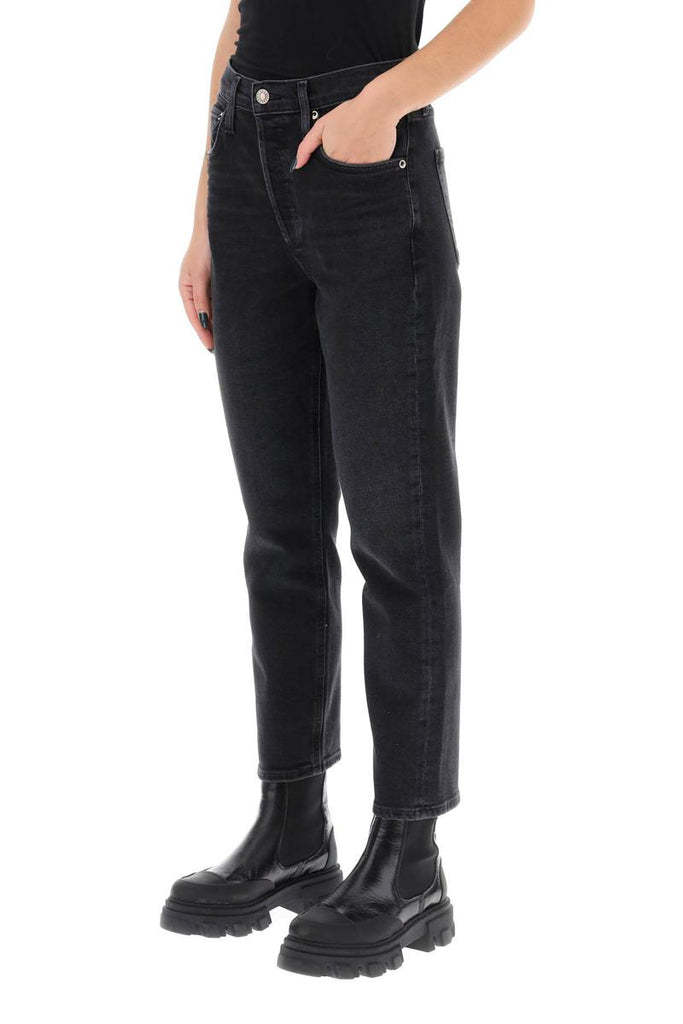 Agolde Riley Straight-leg Cropped Jeans In Black