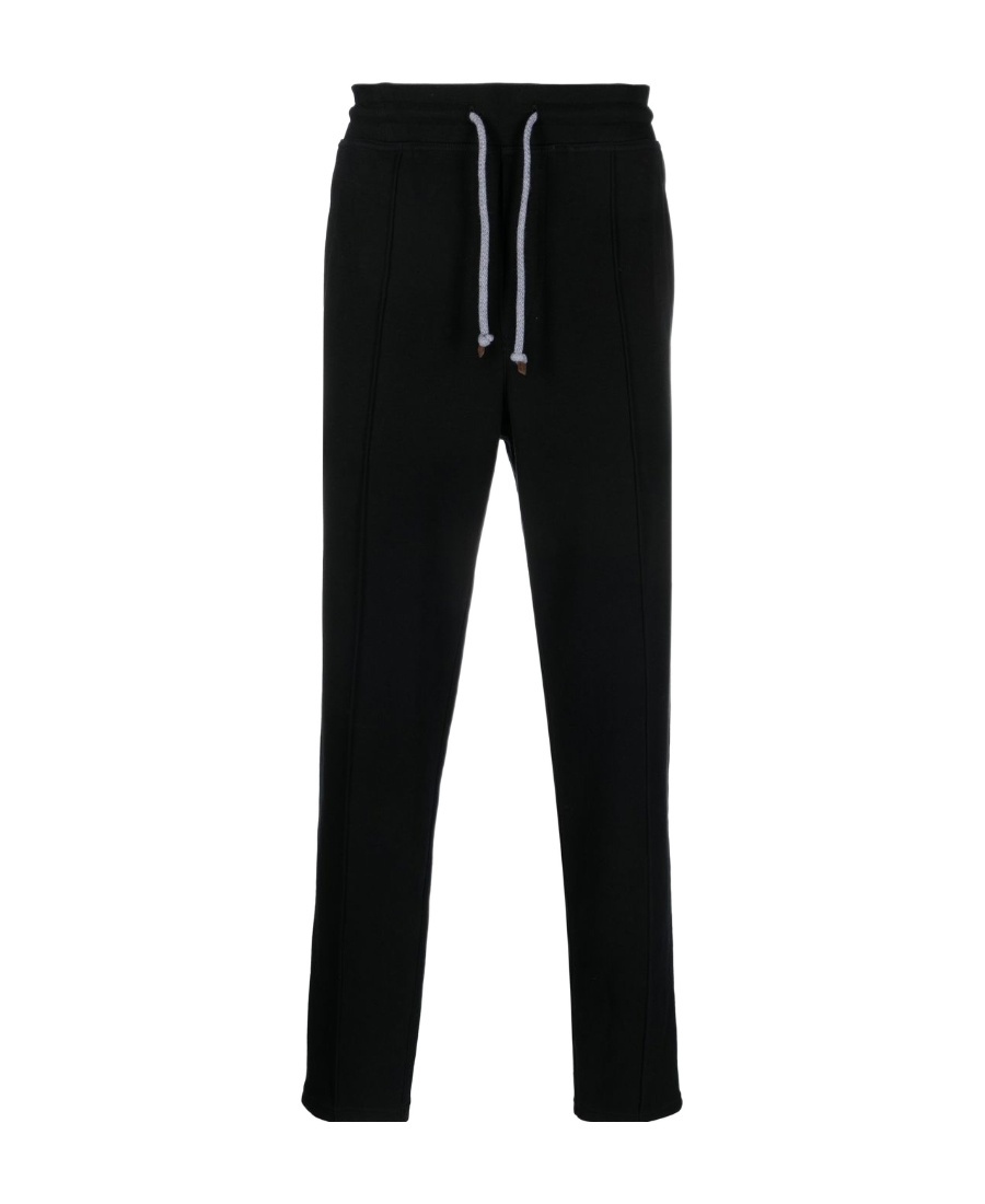 Brunello Cucinelli Interlock Jersey Pants For Men In Black
