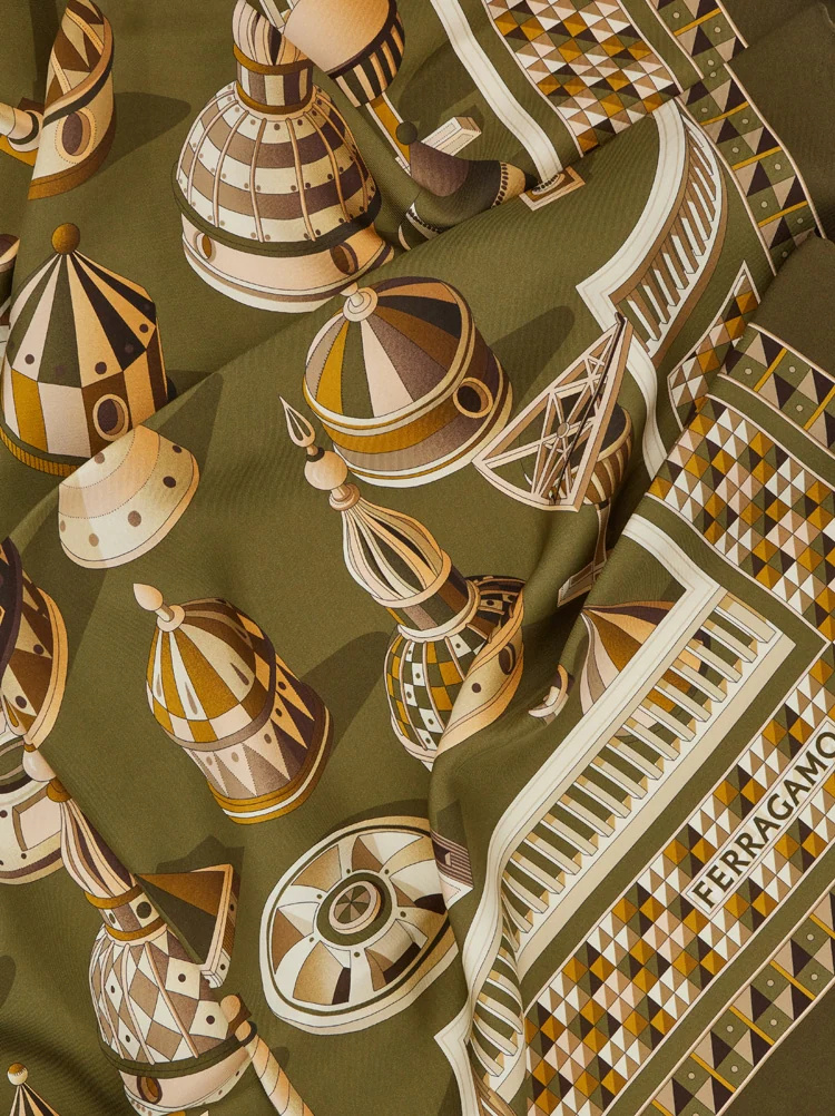 Ferragamo Seidenschal Mit Geometrischem Print In Green