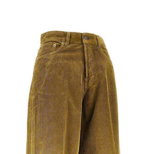 Haikure Wide Corduroy Trousers With Pockets And Belt Loops In Brown
