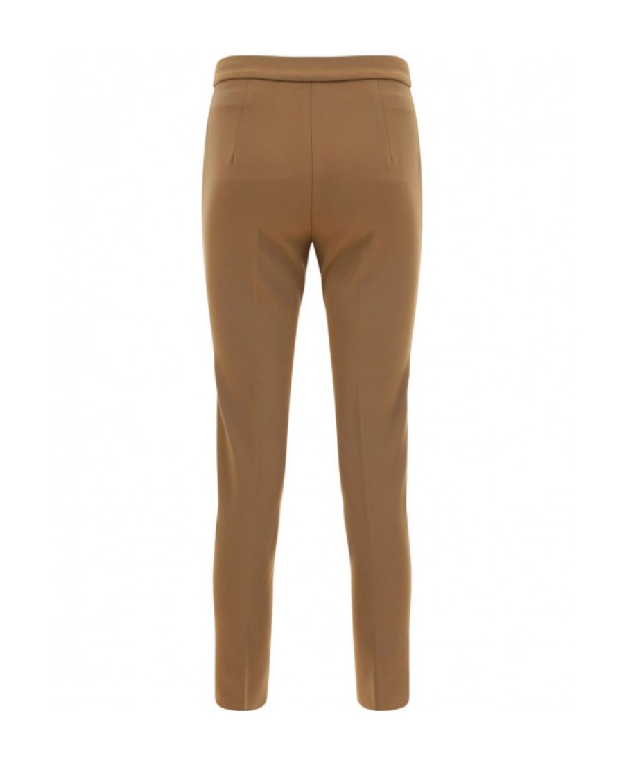 Max Mara Straight-leg Tailored Cotton Pants With Structured Waistband In Brown