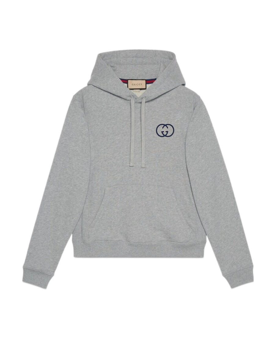 Gucci Cotton Jersey Hooded Sweatshirt In Gray