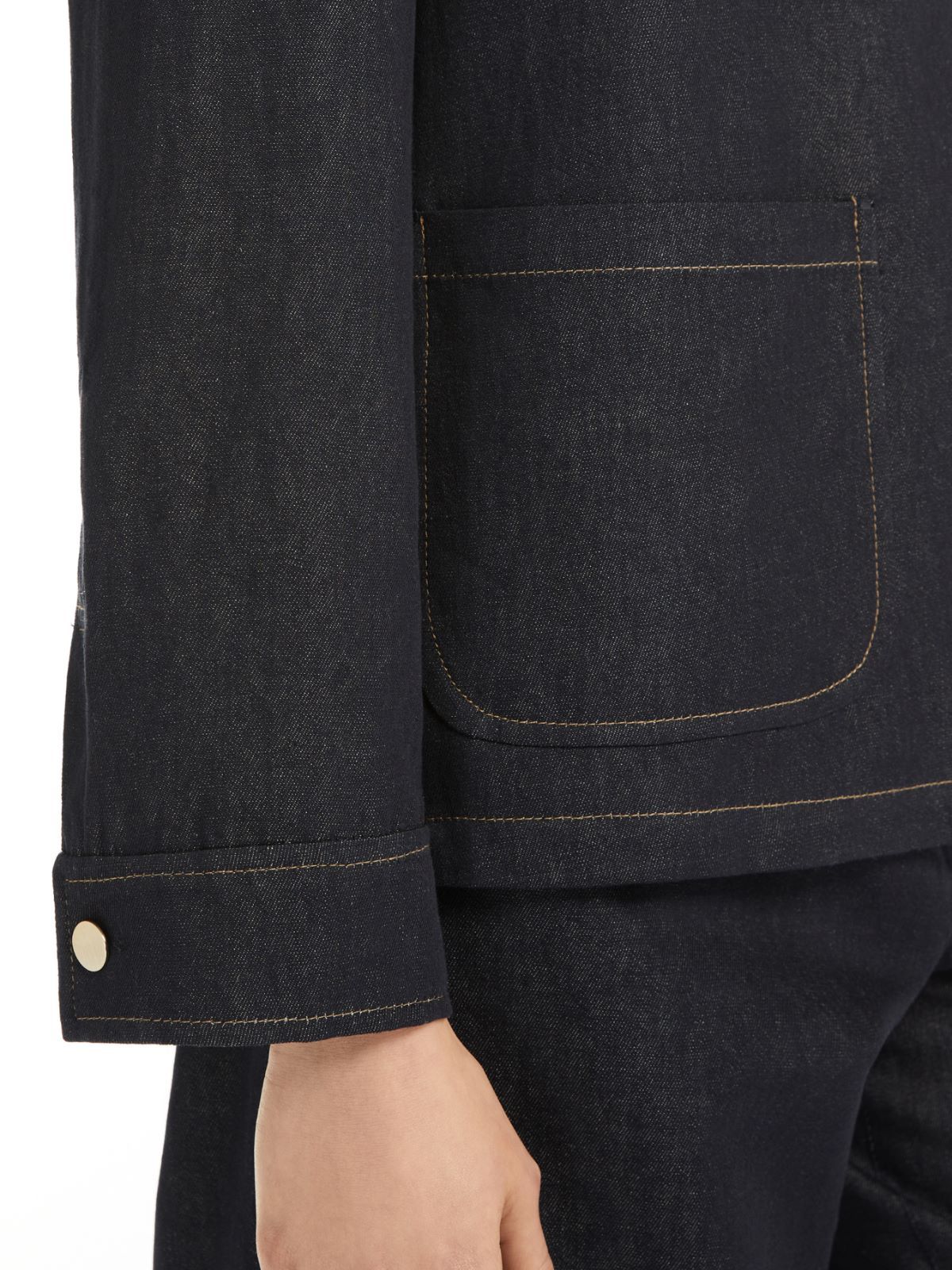 Max Mara Cotton And Linen Drill Blouse In Black