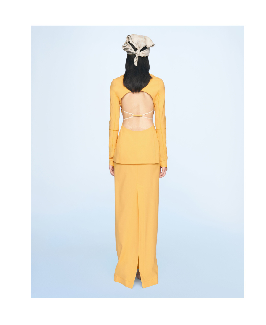 Jacquemus Backless Stretch Suit Coat In Yellow
