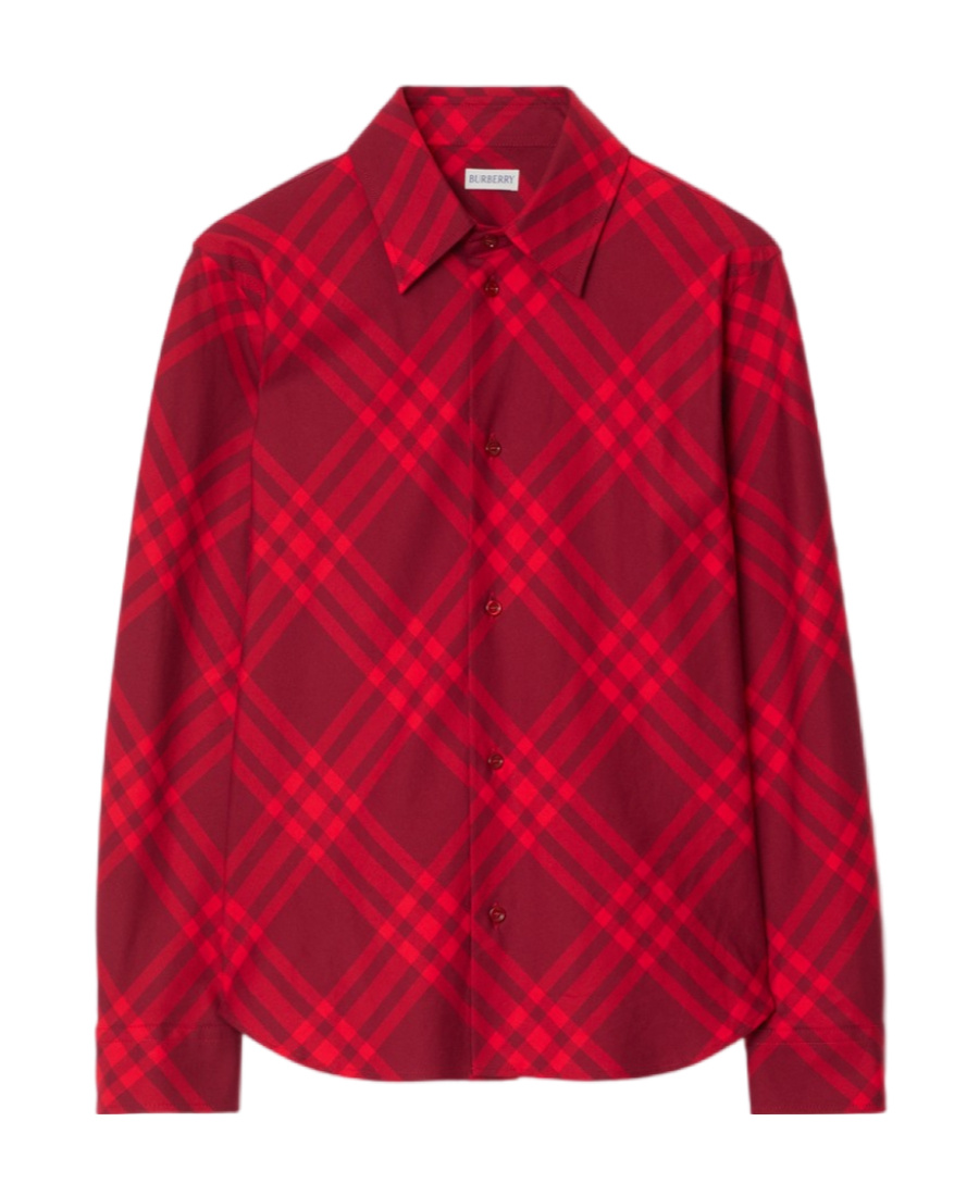 Burberry Womens Ripple Ip Check Check-pattern Pleated-cuff Cotton Shirt In Red