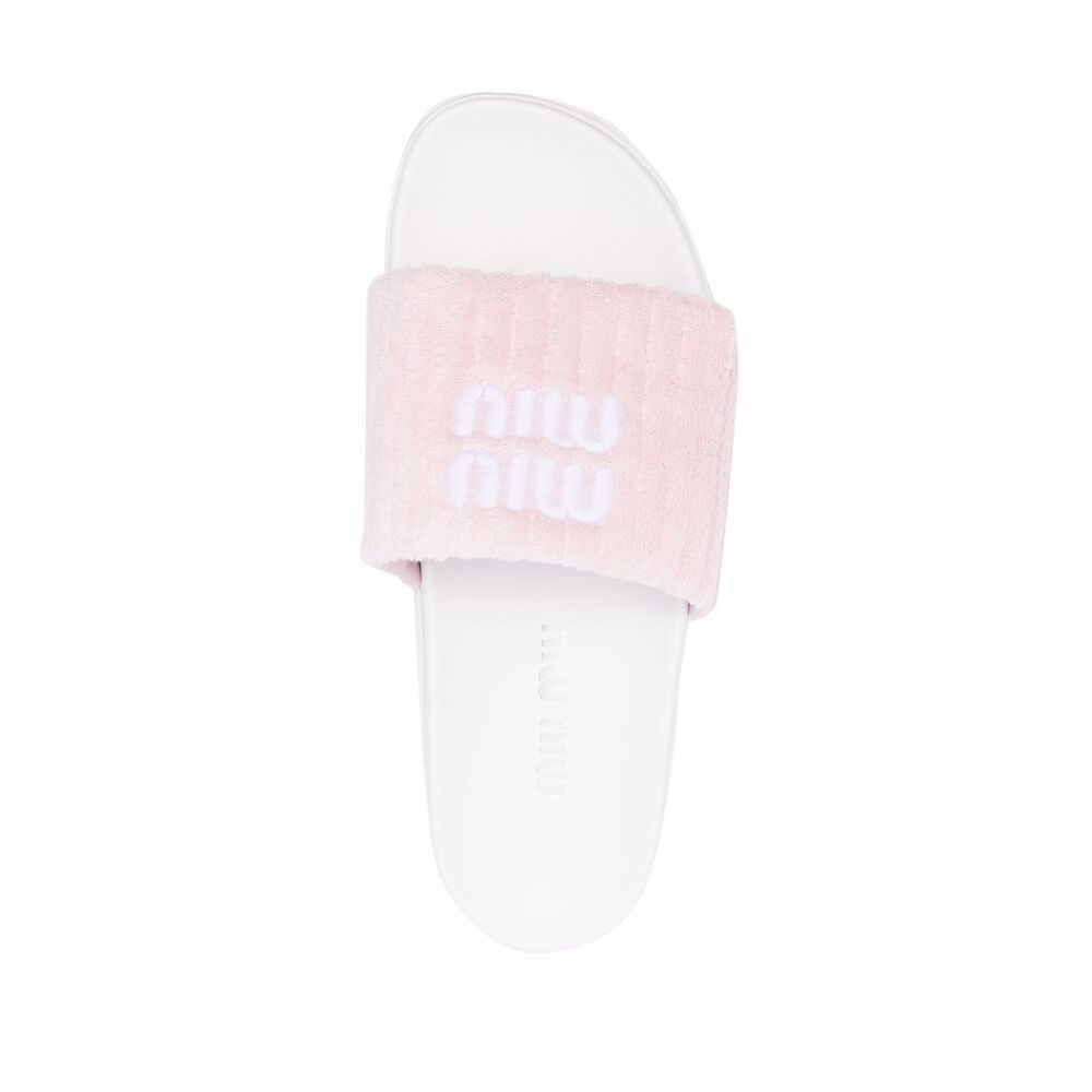Miu Miu Logo Flip-flops In White