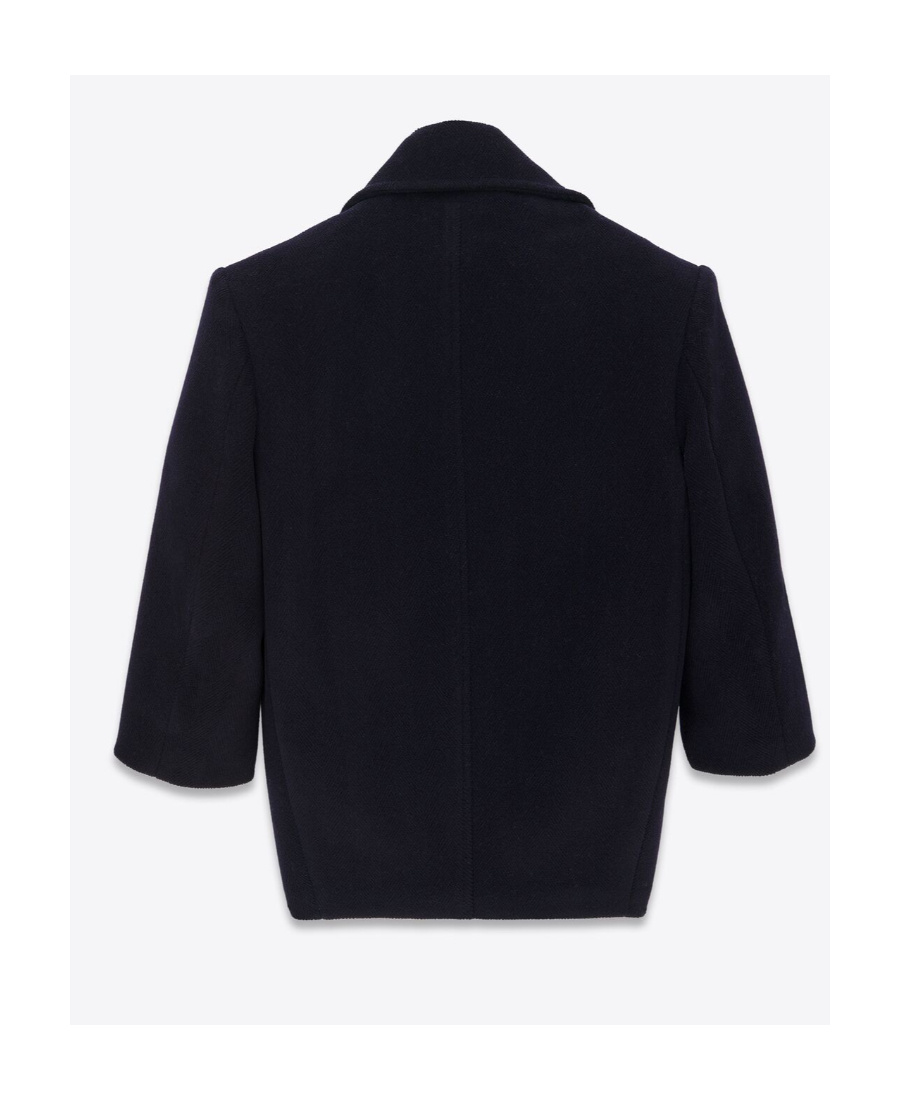 Saint Laurent Oversized Double-breasted Wool-twill Coat In Black