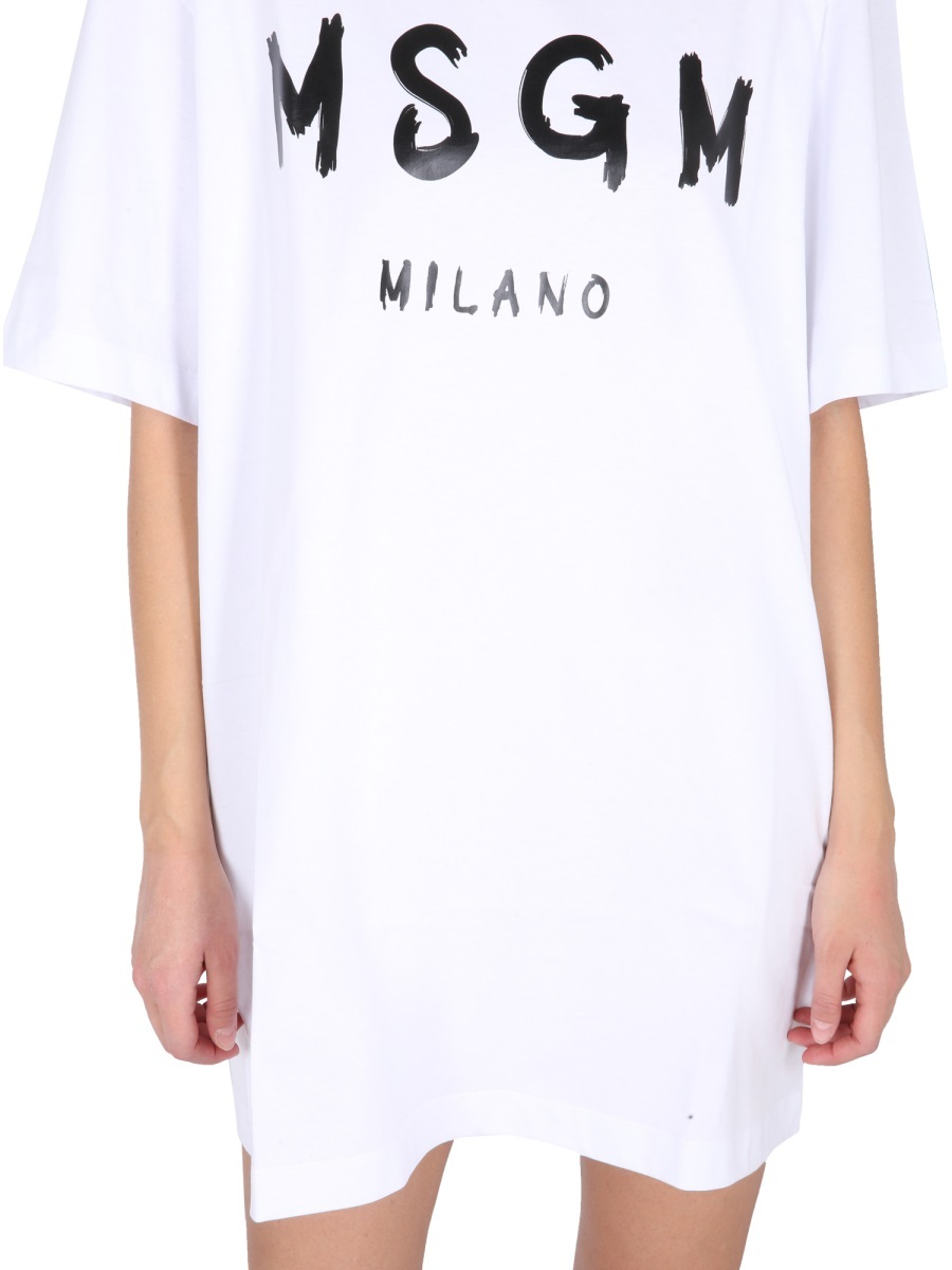 Msgm Woman Mini Dress White Size M Cotton In White