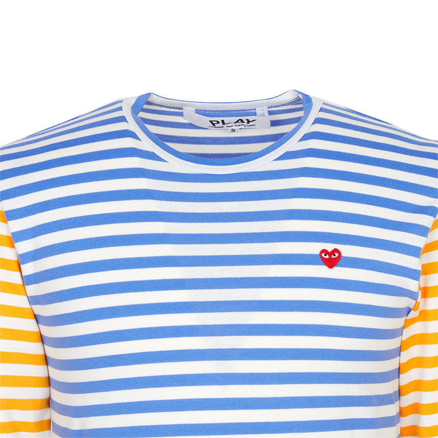 Comme Des Garçons Play Bi-color Stripe Longsleeve T-shirt Blue In Blue