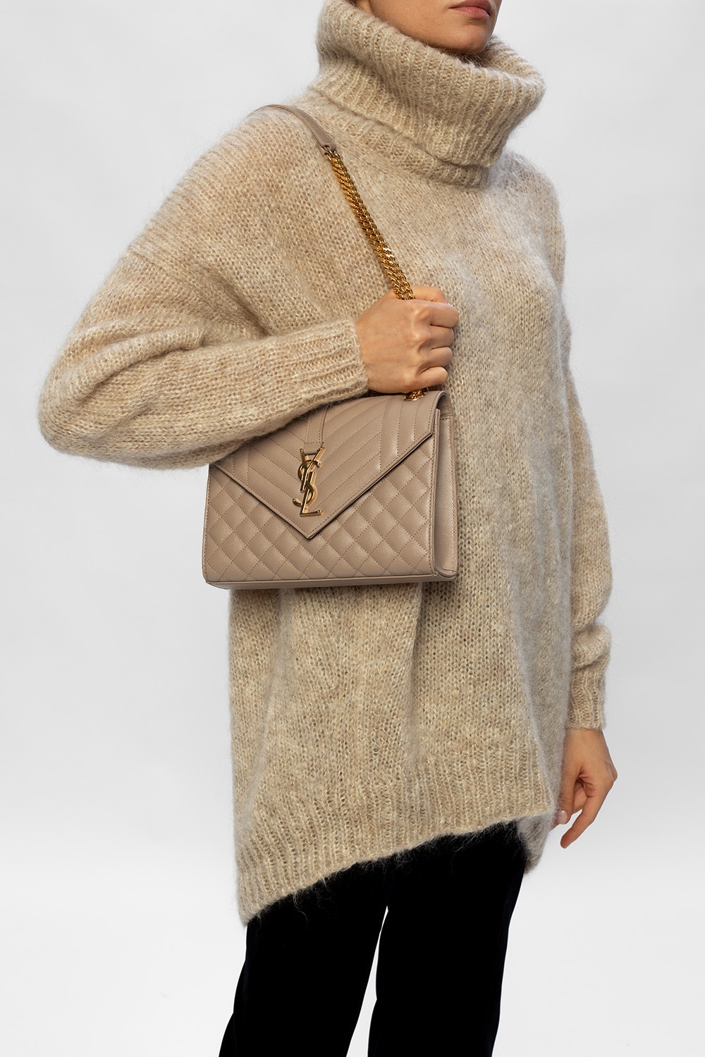 Saint Laurent Envelope Shoulder Bag In Nude