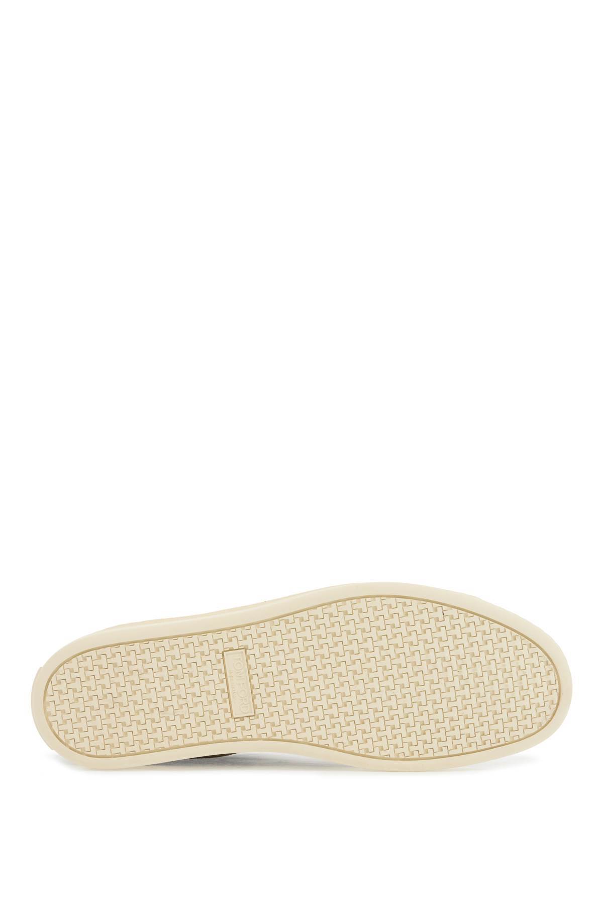 Tom Ford Khaki Suede Low Top Sneakers With Rubber Sole In Green
