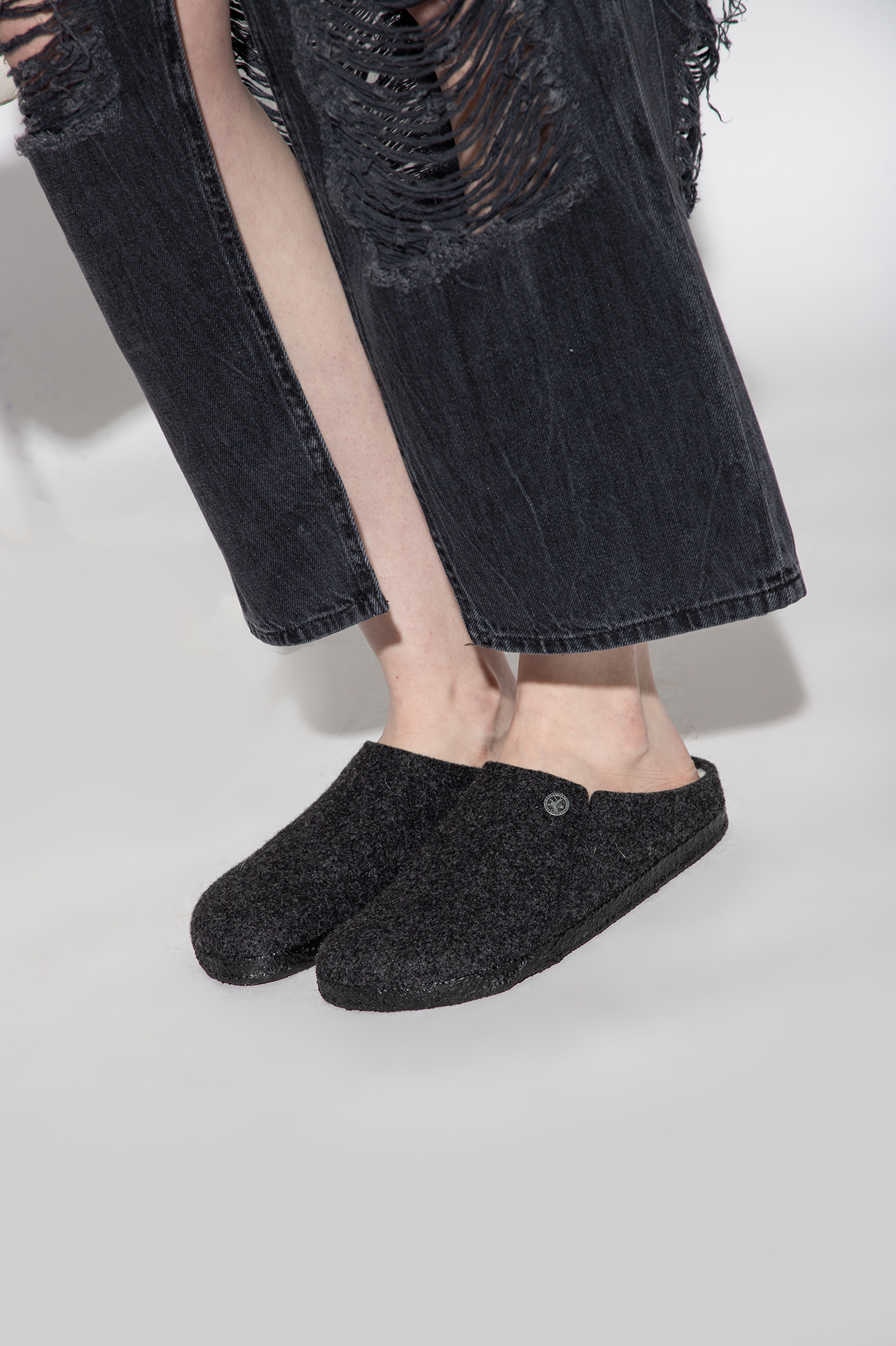 Shop Birkenstock Zermatt Wool Felt Slipper In Black