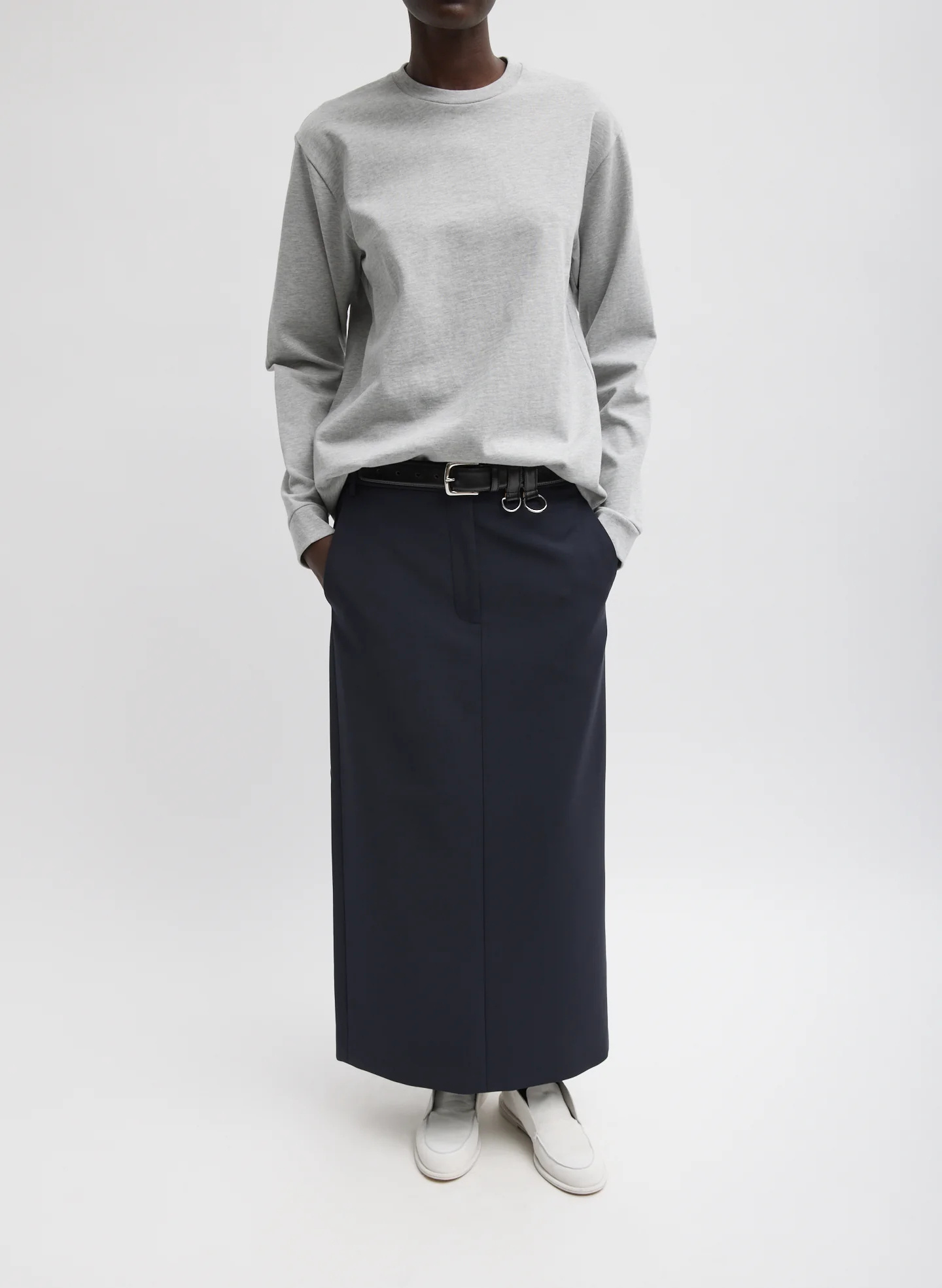 Tibi Tropical Wool Maxi Trouser Skirt In Black