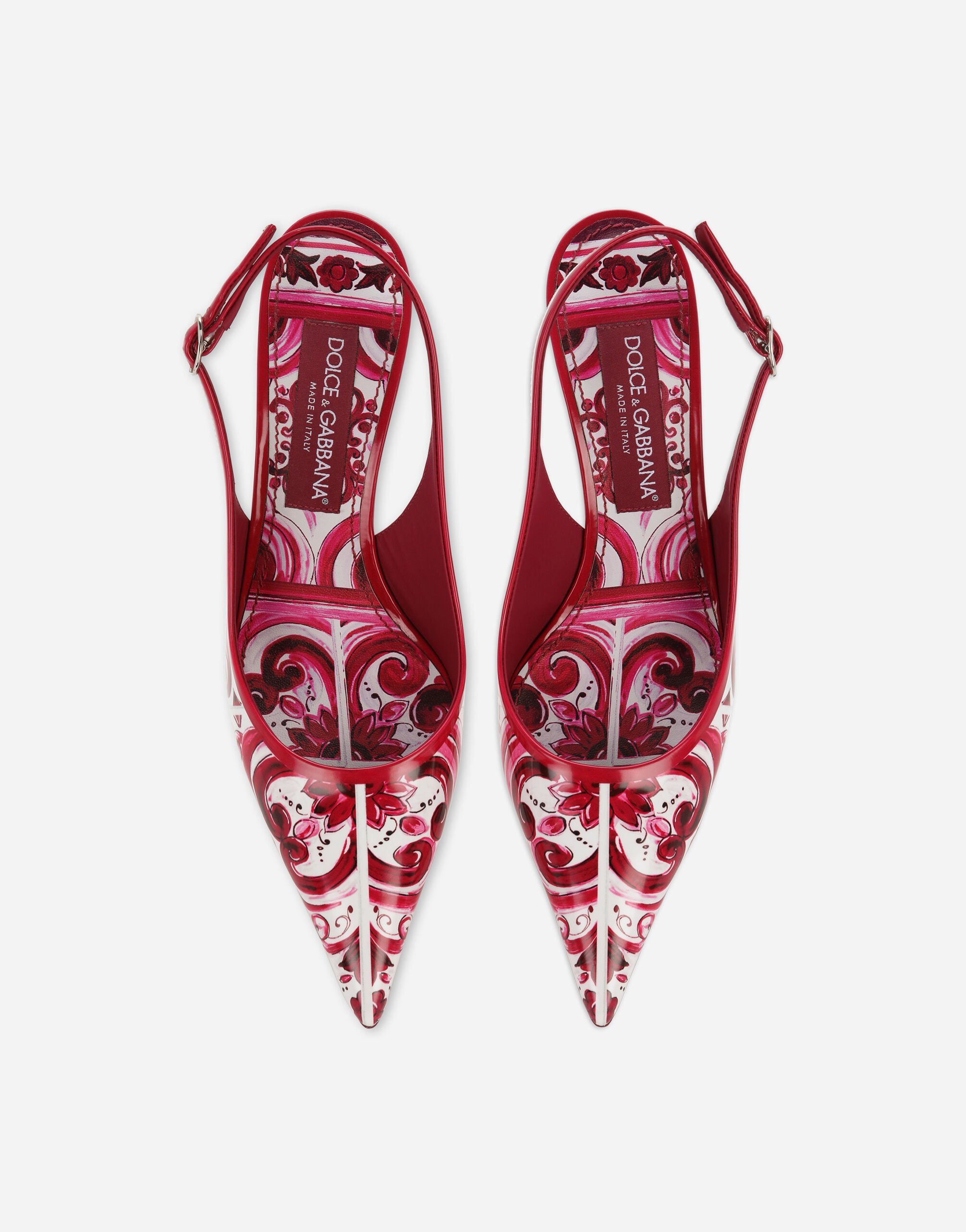 Dolce & Gabbana Lollo 60 Majolica Print Slingback Pumps In Red