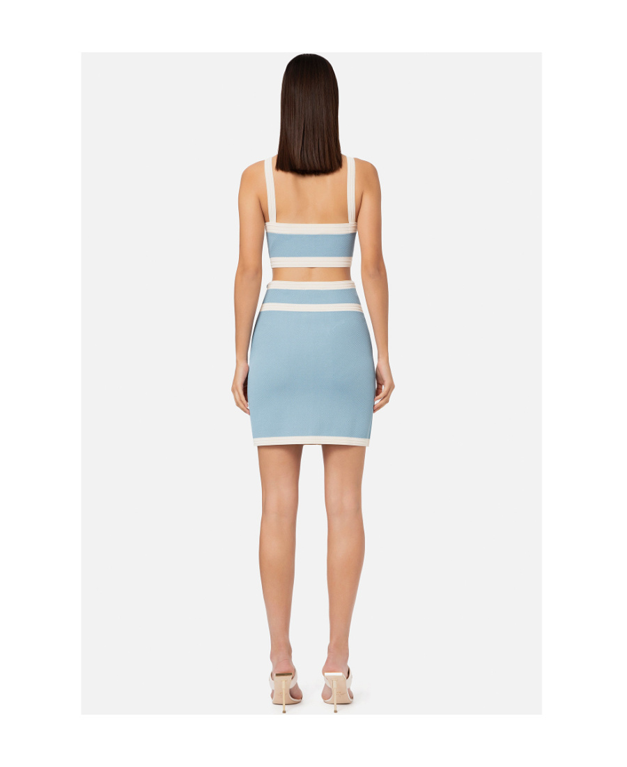 ELISABETTA FRANCHI CONTRASTING-TRIM HIGH-WAISTED MINISKIRT 