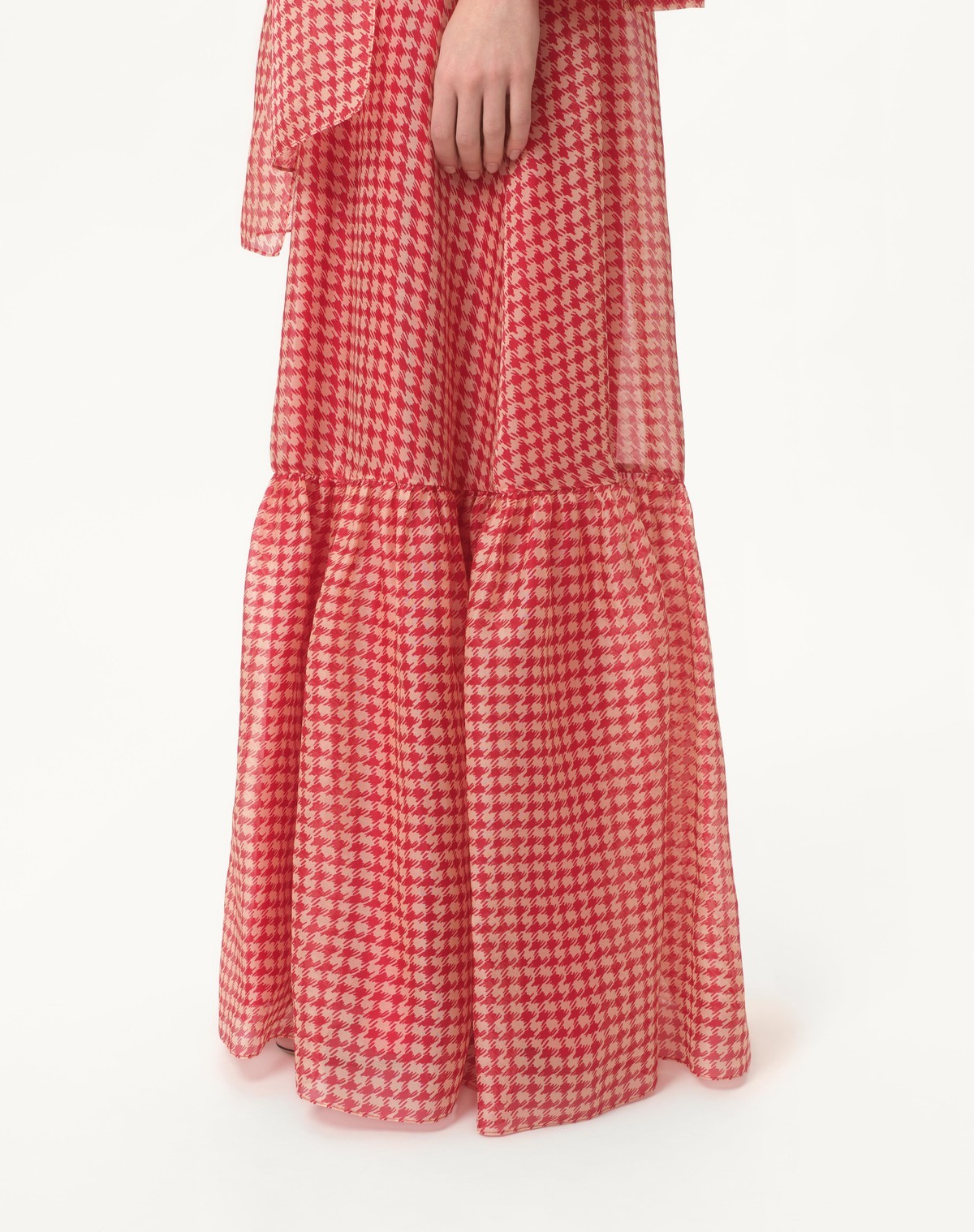 Valentino Houndstooth-pattern Maxi Dress In Pink