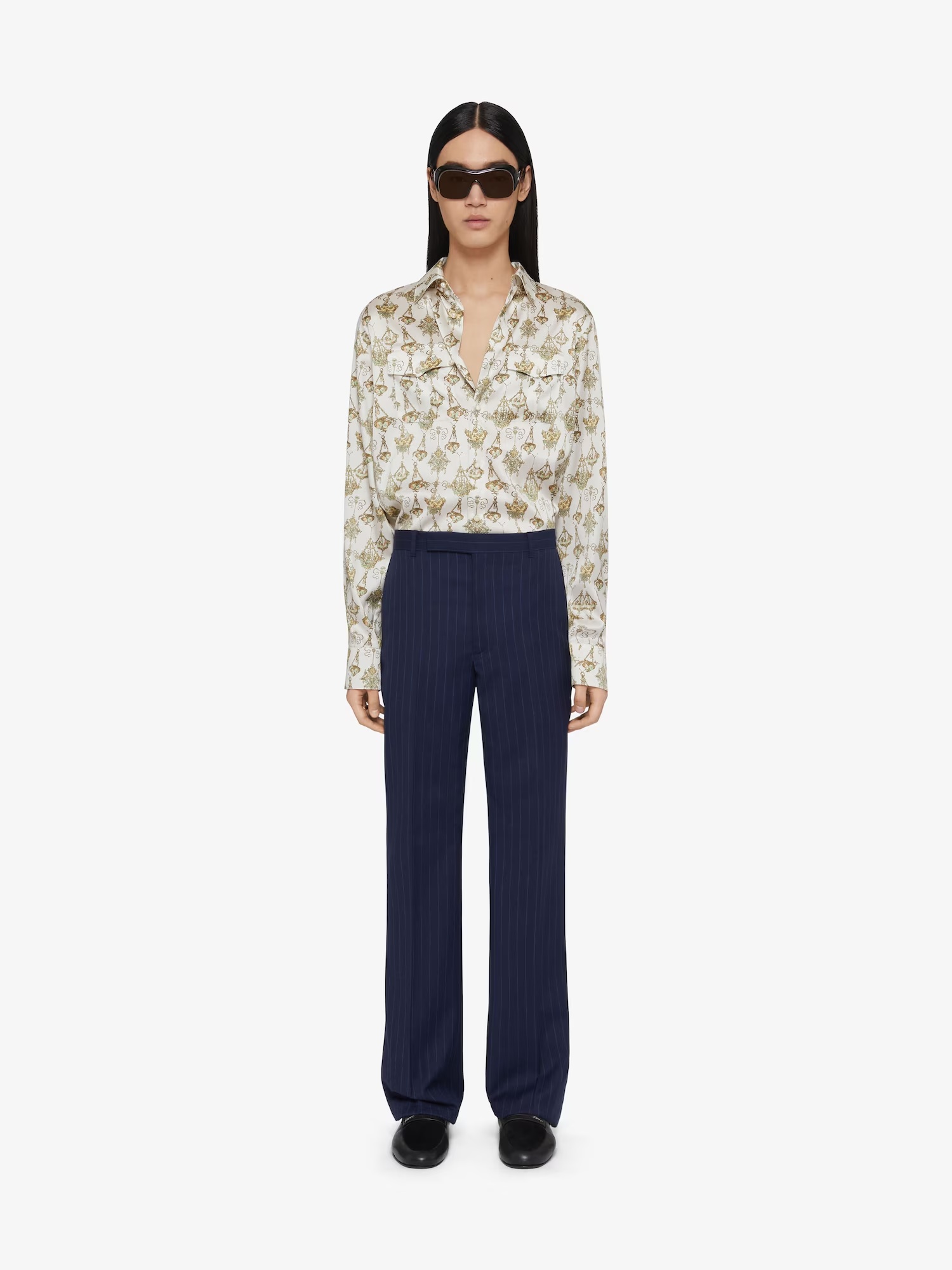 Givenchy Camicia Con Stampa Chandelier In Seta In White