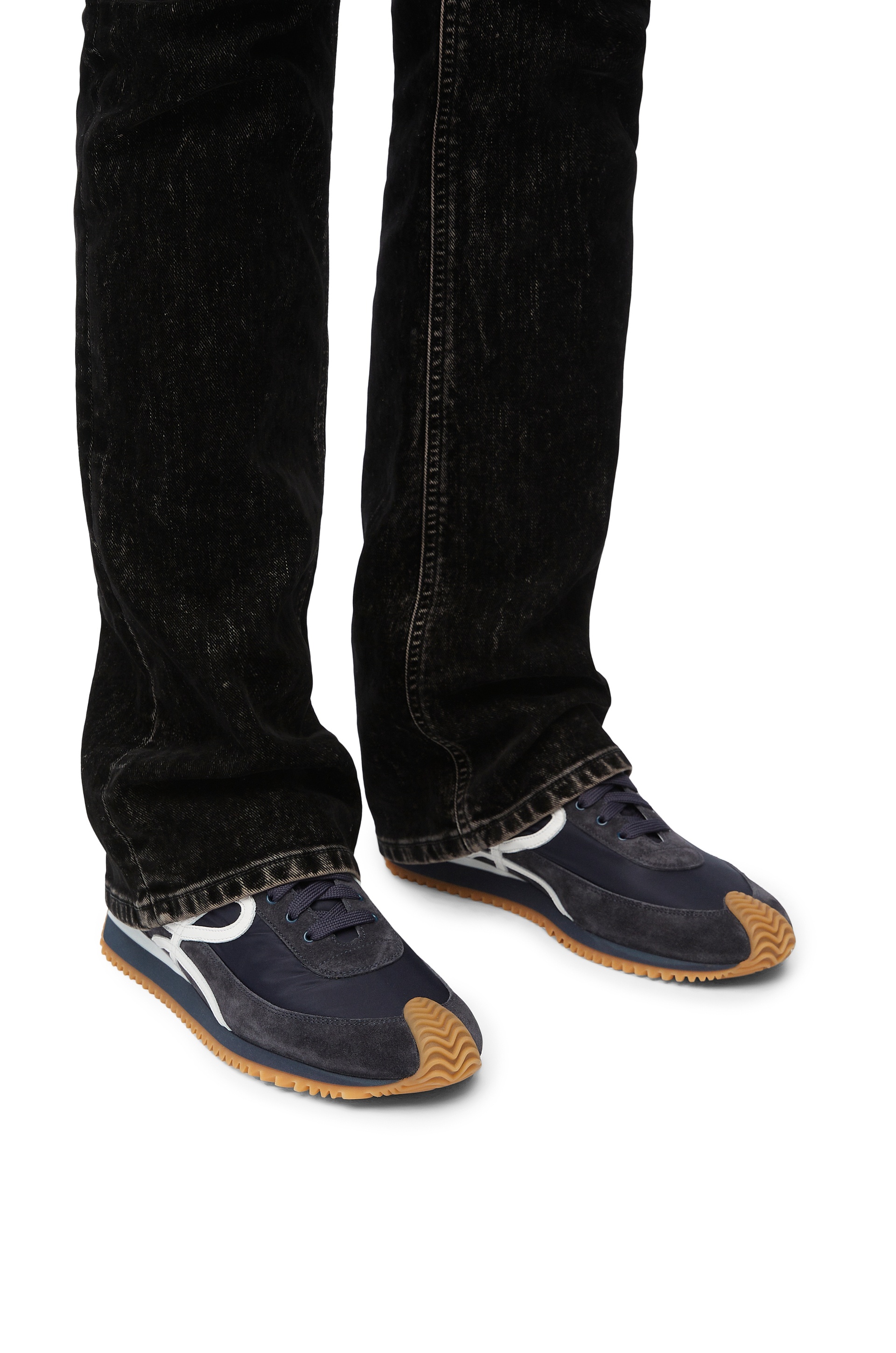 Loewe Flow Runner Suede-trimmed Sneakers In Blue