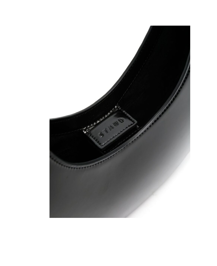 Shop Staud Moon Magnetic Fastened Shoulder Bag In Black