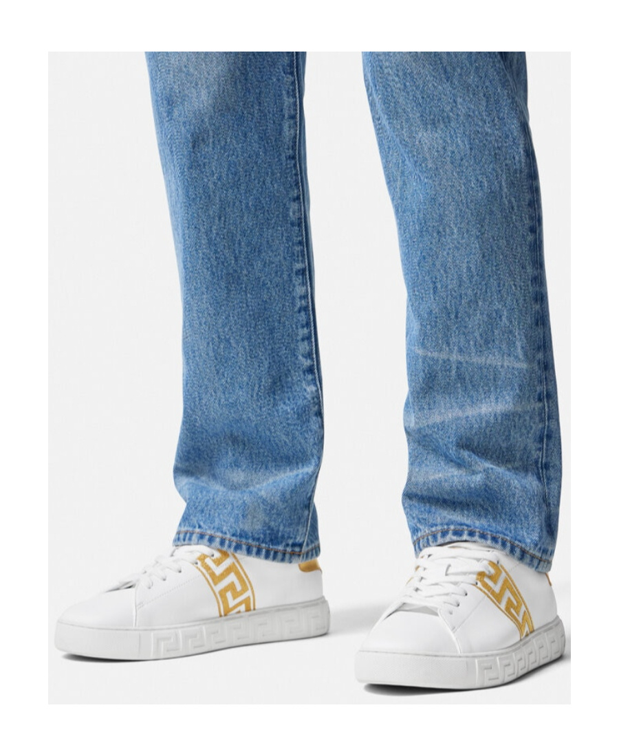 Versace White Leather Greca Sneakers In White