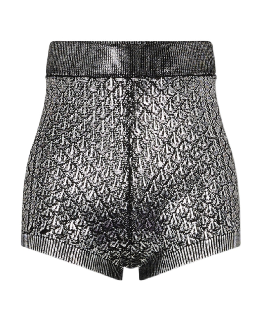 Rabanne Metallic Knitted Mini Shorts In Black
