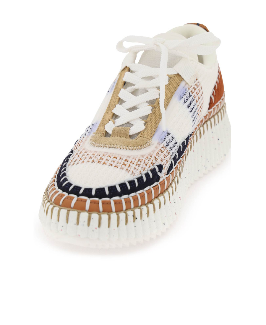 Shop Chloé Lower-impact Mesh Nama Sneakers In White