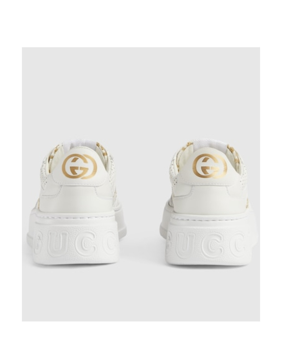 Gucci Gg Panelled Leather Sneakers In White