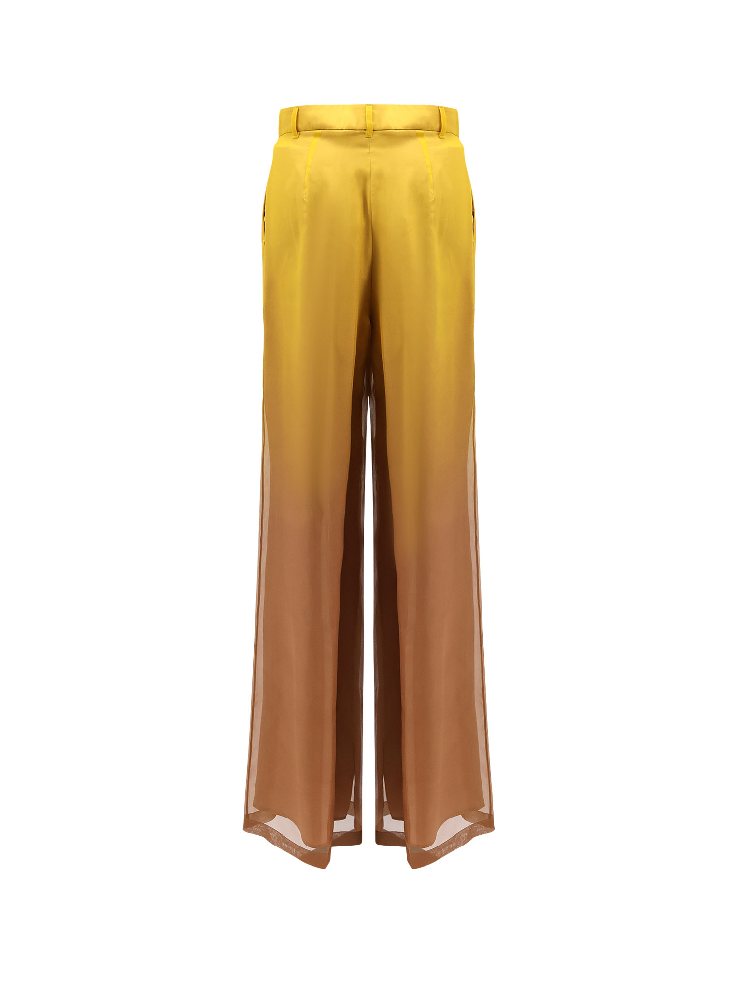 Max Mara Baffo Silk Trousers With Shaded Effect In Brown