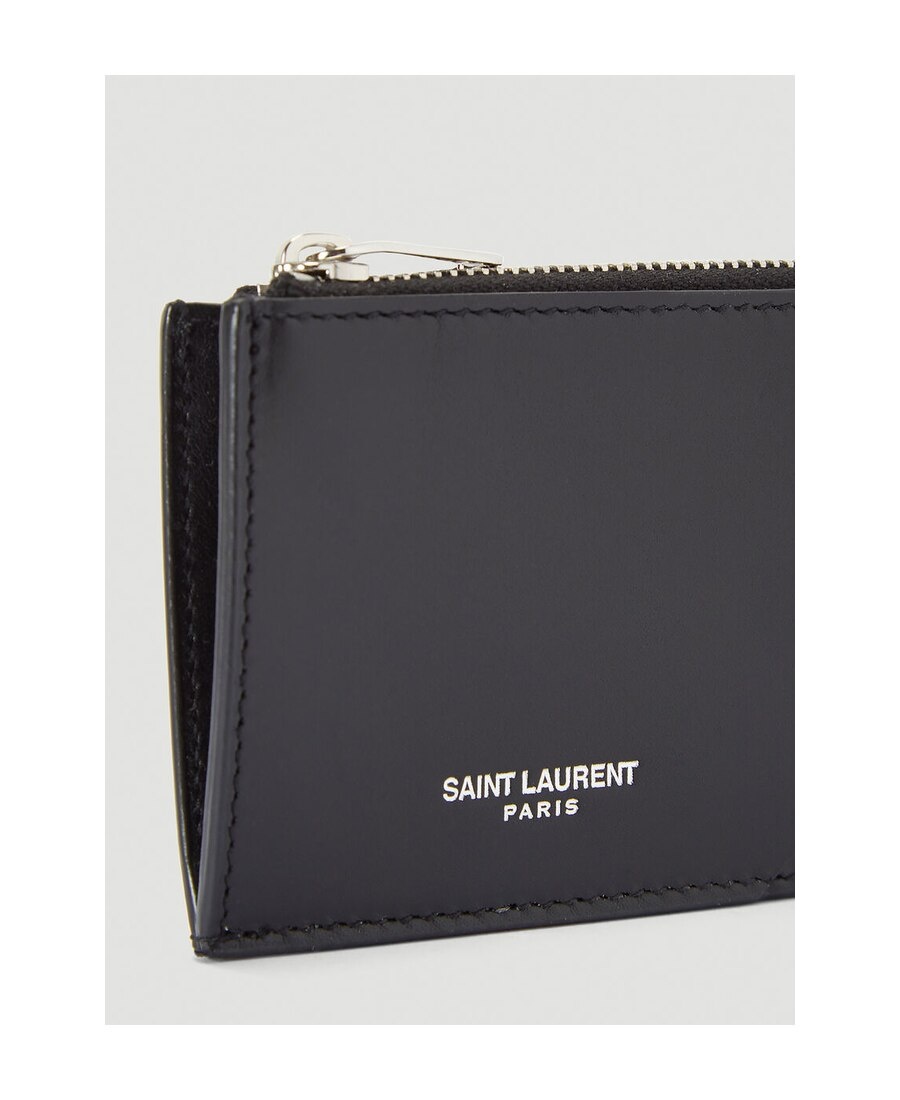 Saint Laurent Fragments Logo Embossed Cardholder In Black